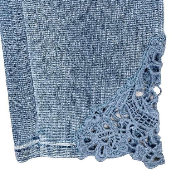 Soft Surroundings Jeans 8 PETITE Blue High Rise Stretch Lace Crochet Hem - Picture 5 of 14